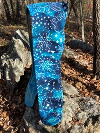 Handmade by Lucky Burrito Beautiful Hooded Scarves inspired by the designs of Sienna Rose* fully reversible Celestial winter sky constellations and snow flakes opposite coordinating blue fleece