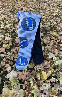 Handmade by Lucky Burrito Beautiful Hooded Scarves inspired by the designs of Sienna Rose*    Grateful Dead licensed steal your face (stealie) with coordinating black opposite  fleece