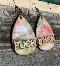 Handmade by Lucky Burrito F*CK  statement earrings