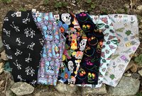 Handmade coffin bag by Lucky Burrito with Black tie Dye Skull fabric