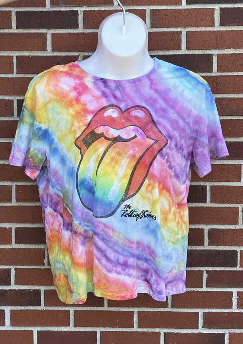 Hand dyed ice dye by Lucky Burrito Rolling Stones size women's XL