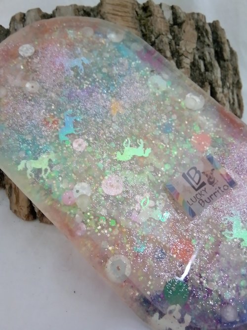 Resin Rolling /Trinket tray  (glittery unicorn sparkly color scheme)