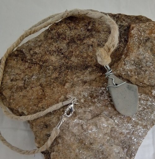 River Glass / Pottery Necklace 
