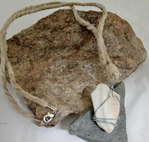 River Glass Necklace antique  croc pottery 