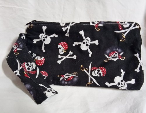 Handmade by Lucky Burrito Pirate Treasure keeper motif zippered wristlet bags (clutch) 