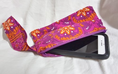 purple /orange hearts and flowers  zippered wristlet bags (clutch) M