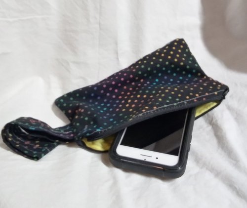 Rainbow/batik polka dot motif   zippered wristlet bags (clutch) M
