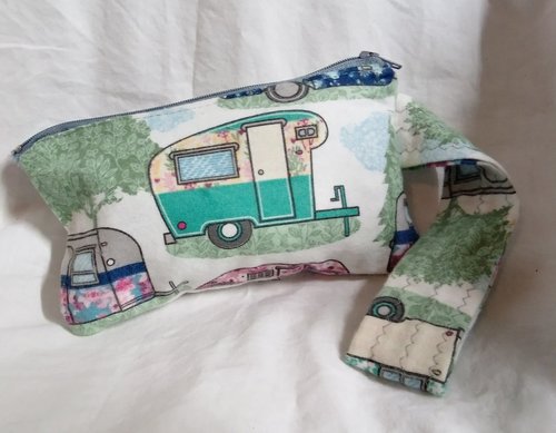 vintage campers  motif zippered wristlet bags (clutch) M