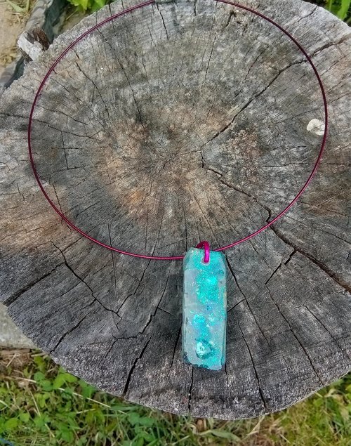 Resin rectangle cannabis leaf pendant 