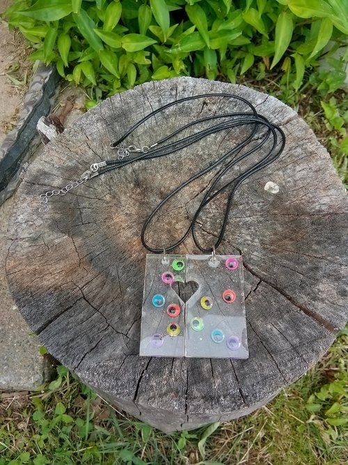 Very special TWO necklace set (two halves make a heart when joined)