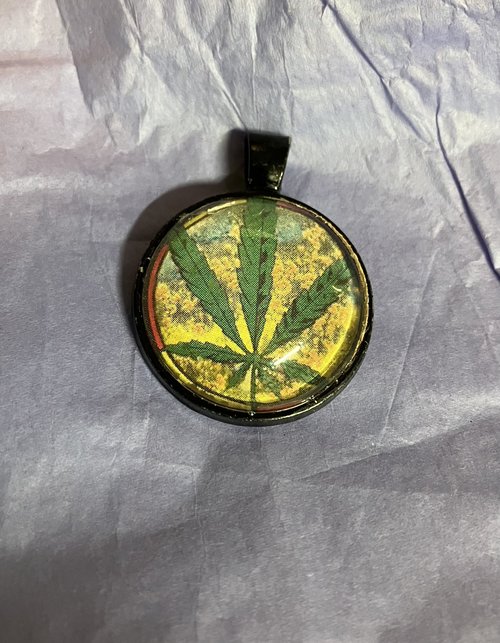  Cannabis Leaves Glass and metal Pendant