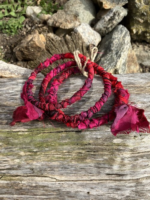 3 pack of wire and fabric wrapped bangles 