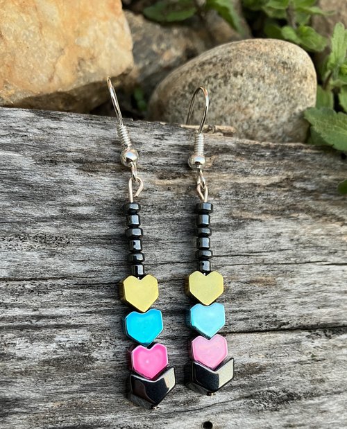 Hematite Hearts Dangle  earrings