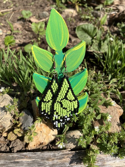 lime green Butterfly Wing  earrings
