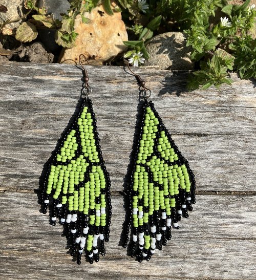 lime green Butterfly Wing  earrings