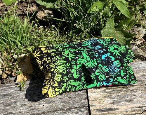  RAINBOW butterfly Flowers motif  zippered wristlet bags (clutch) M