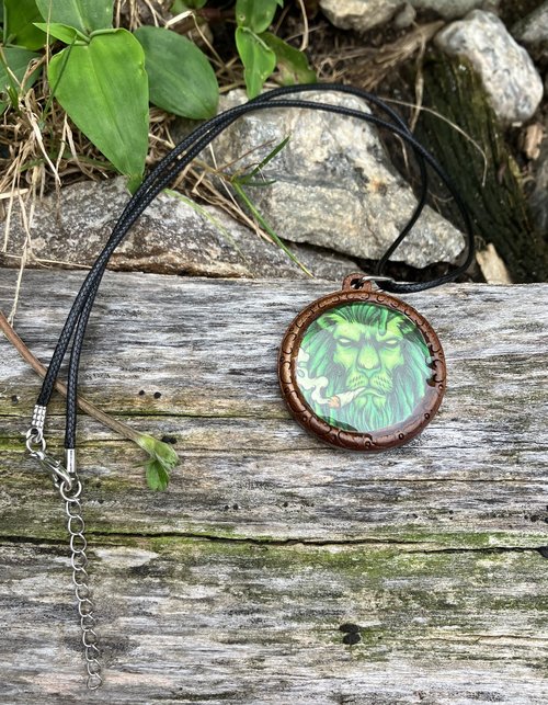 Smoking Rasta Lion pendant Necklace