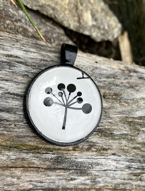 Tree  glass and metal pendant