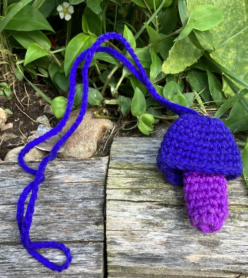 Handmade Crochet Mushroom Pouch necklaces  purples