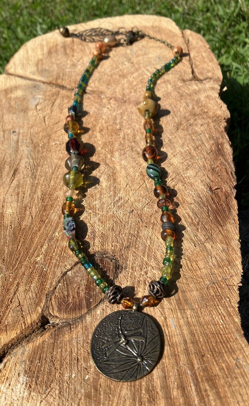 dragon fly motif beaded necklace Autumnal collection - 1