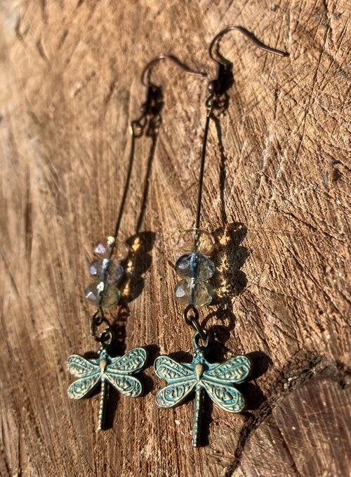 Handmade by Lucky Burrito Dragonfly drop earrings  Autumnal collection - 1