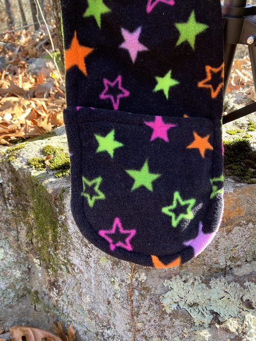 Handmade by Lucky Burrito Beautiful Hooded Scarves inspired by the designs of Sienna Rose* Black light reactive Stars and Stripes motif reversible  Fleece