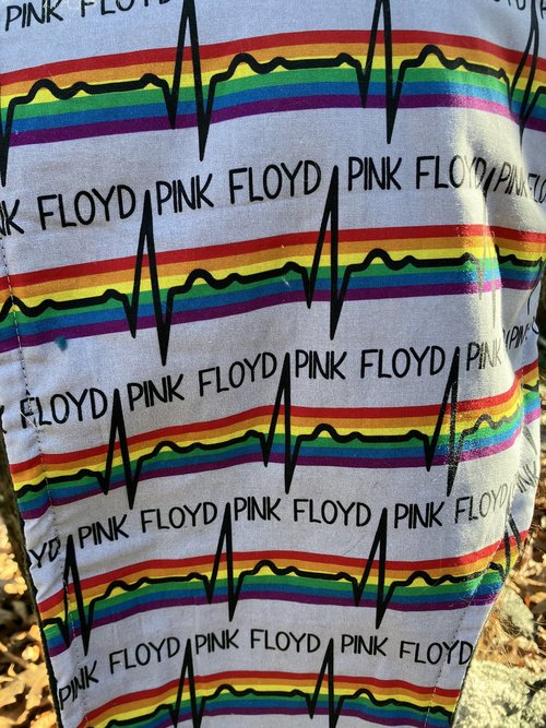 Handmade by Lucky Burrito Beautiful Hooded Scarves inspired by the designs of Sienna Rose* fully reversible Pink floyd licensed rainbow heart beat motif opposite black fleece 