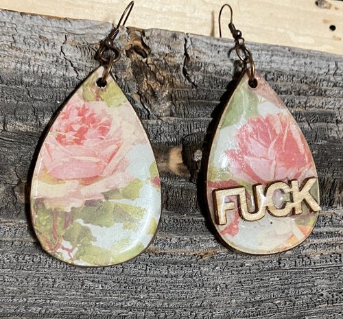 Handmade by Lucky Burrito F*CK  statement earrings