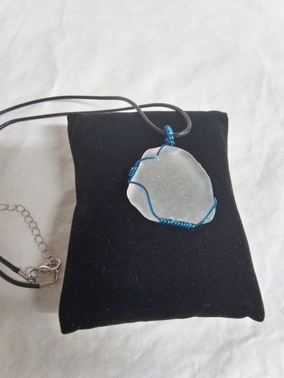 Wire Wrapped River Glass Necklace 