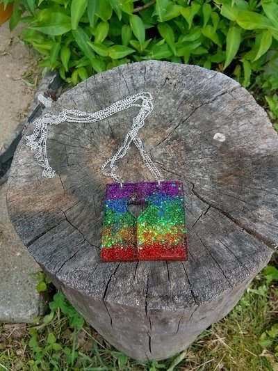 TWO necklace set (Rainbow glitter)