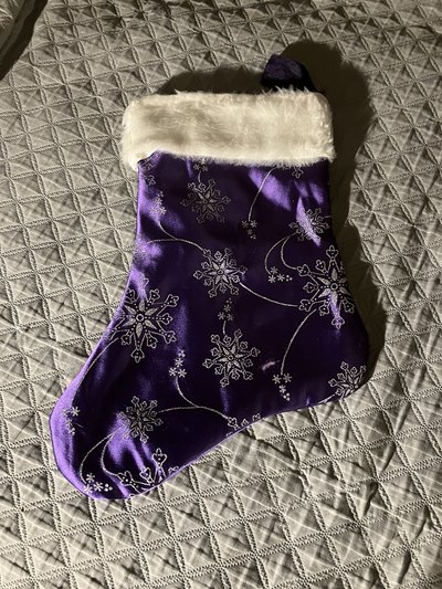 Purple  satin Snowflake Stocking 