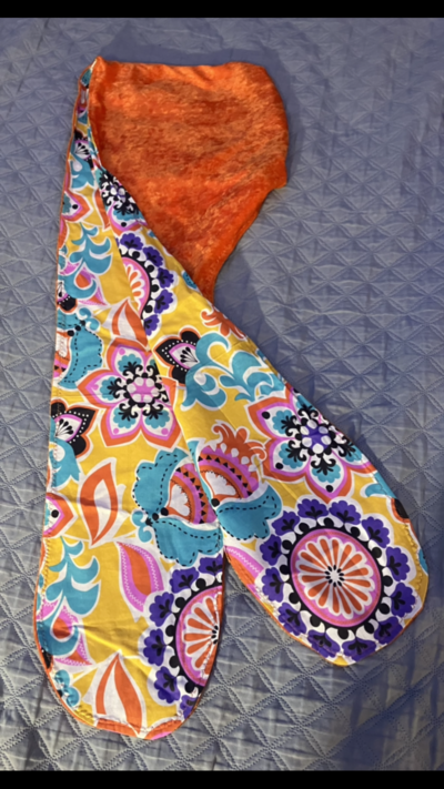 Beautiful Hooded Scarves inspired by the designs of Sienna Rose*   Tangerine crushed panne velour