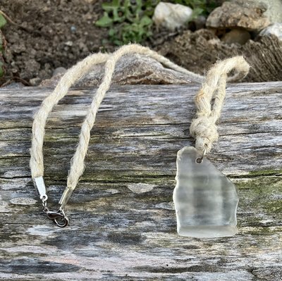 River Glass Necklace    river glass on  Hemp