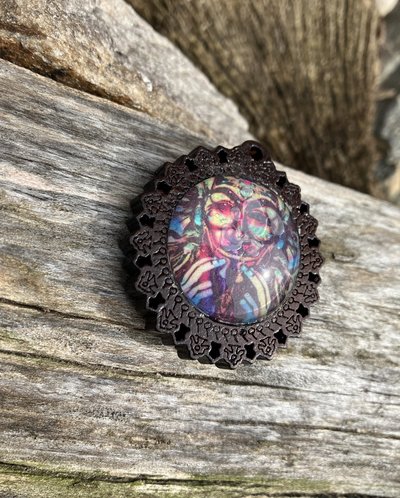 Wood/glass  Anon / Commander X  pendant #1