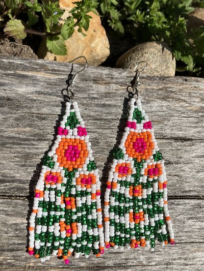 Scandinavian design flower seed bead earrings