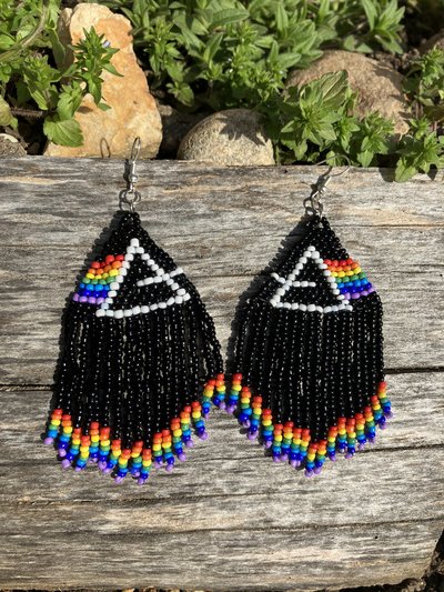 Classic Dark Side of the moon Pink Floyd fan art seed bead  earrings