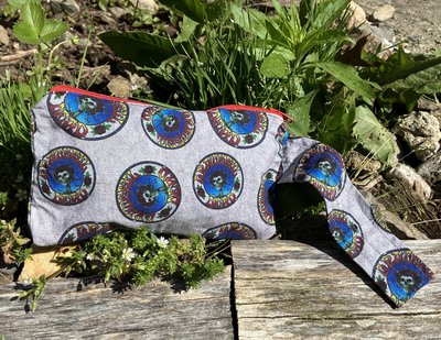 Handmade by Lucky Burrito American Beauty Grateful Dead licensed fabric, zippered wristlet bags (clutch)