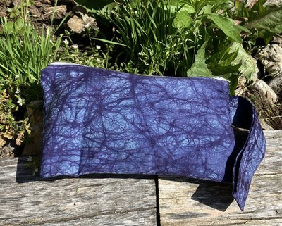 Handmade by Lucky Burrito crinkle purple / black tie dye motif zippered wristlet bags (clutch) Large
