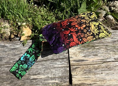  RAINBOW butterfly Flowers motif  zippered wristlet bags (clutch) M