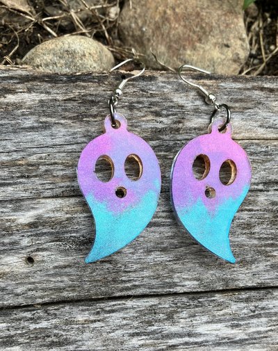 Resin ghost  Earrings  glo texture