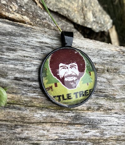 Bob Ross  Glass and metal Pendant