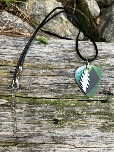 Grateful Dead  13 point lightning bolt Guitar pick necklace (green)