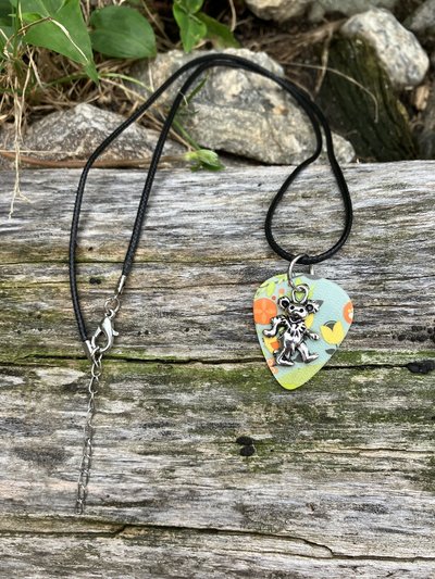 Grateful Dead  Dancing Bear Guitar pick necklace (lime green )