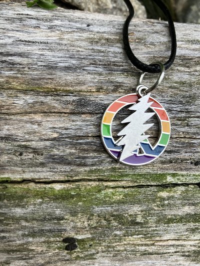 Grateful Dead  D13 point lightning bolt  with rainbow enamel peace sign pendant