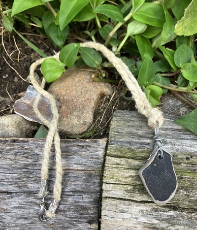 River Glass / Pottery Necklace 