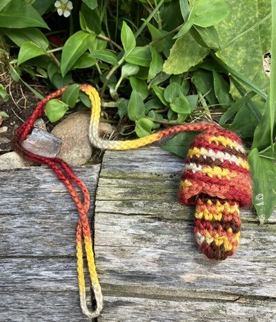 Handmade Crochet Mushroom Pouch necklaces  autumn colors 