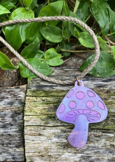 Resin pendant necklace Mushroom color changing  ( hemp cord or steel cable)