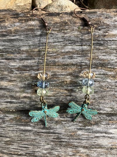 Handmade by Lucky Burrito Dragonfly drop earrings  Autumnal collection - 1
