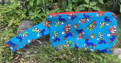 Handmade zippered wristlet bag (Clutch) Large by Lucky Burrito featuring Super Mario Bros.