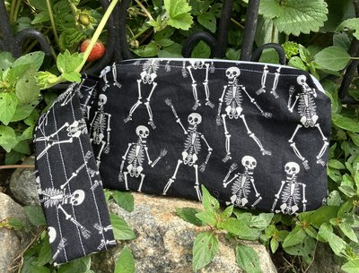 Handmade by Lucky Burrito dancing skeleton, zippered wristlet bags (clutch) 